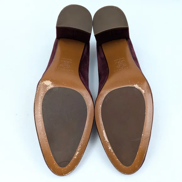 Margeaux The Heel Suede Pump Block Heel Patent Leather Accents Burgundy 38.5/8.5 - Picture 7 of 15